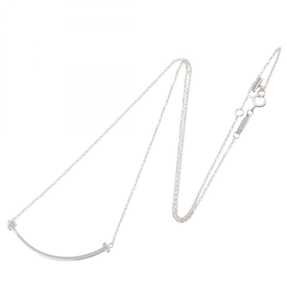 Tiffany Co T Smile Necklace White Gold Silver